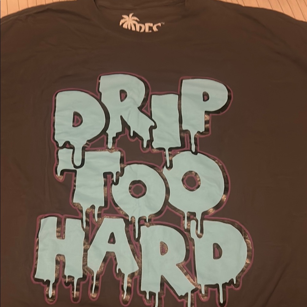 Black T-Shirt with Blue Graphic Print